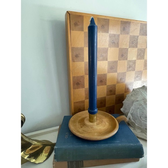 Vintage Handmade in Maine Pine Wooden Candstick Holder - Picture 4 of 7